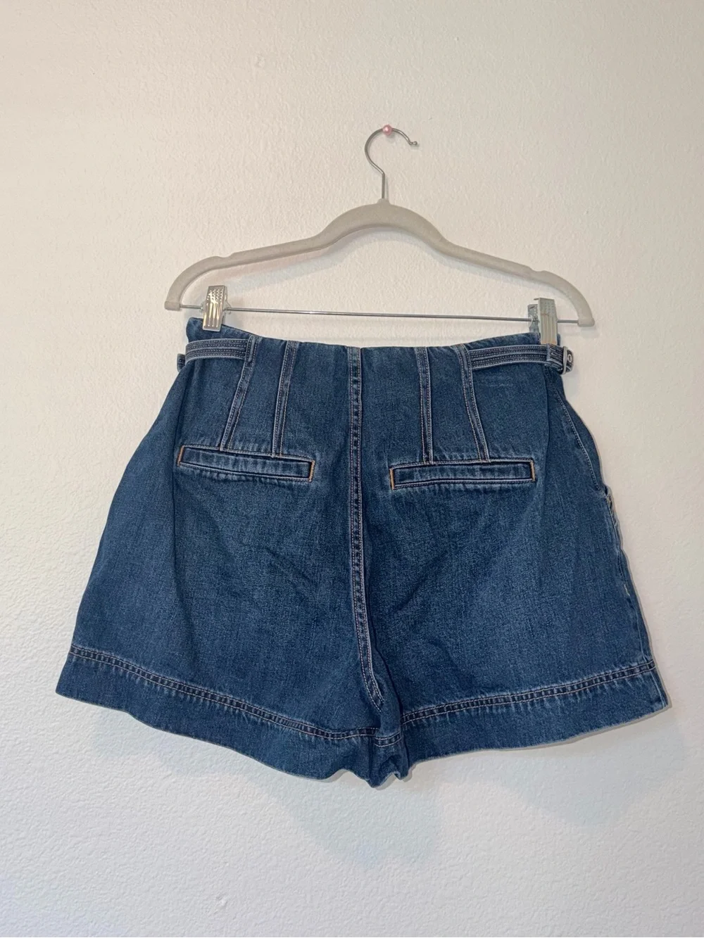 Veronica Beard Dark Blue Denim High-Waist Shorts - Picture 5 of 6